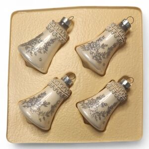 Rauch Victoria Collection Vintage Bell Ornaments Set Glass 1980s Ribbon Trim